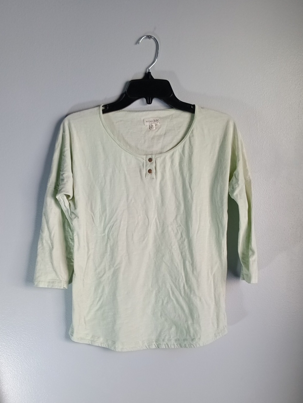 Maison Jules Light Green Scoop Neck Henley Top